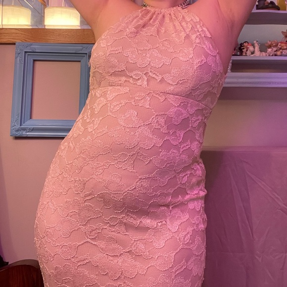 Nude Cream Lacey Maxi Mermaid Prom Dress Xscape Size 4 Special Occasion - Picture 6 of 11